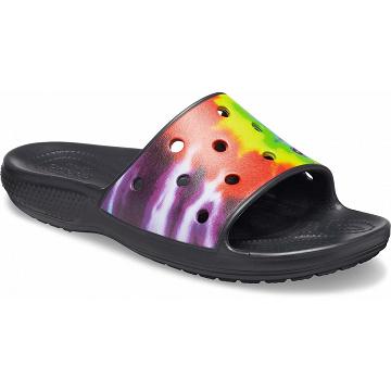 Chanclas Crocs Classic Tie-Dye Graphic Hombre Negros | Mexico 1276WNBY